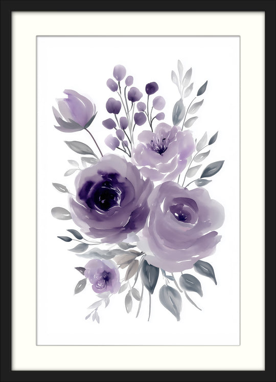 Purple Floral Wall Art Prints Set of