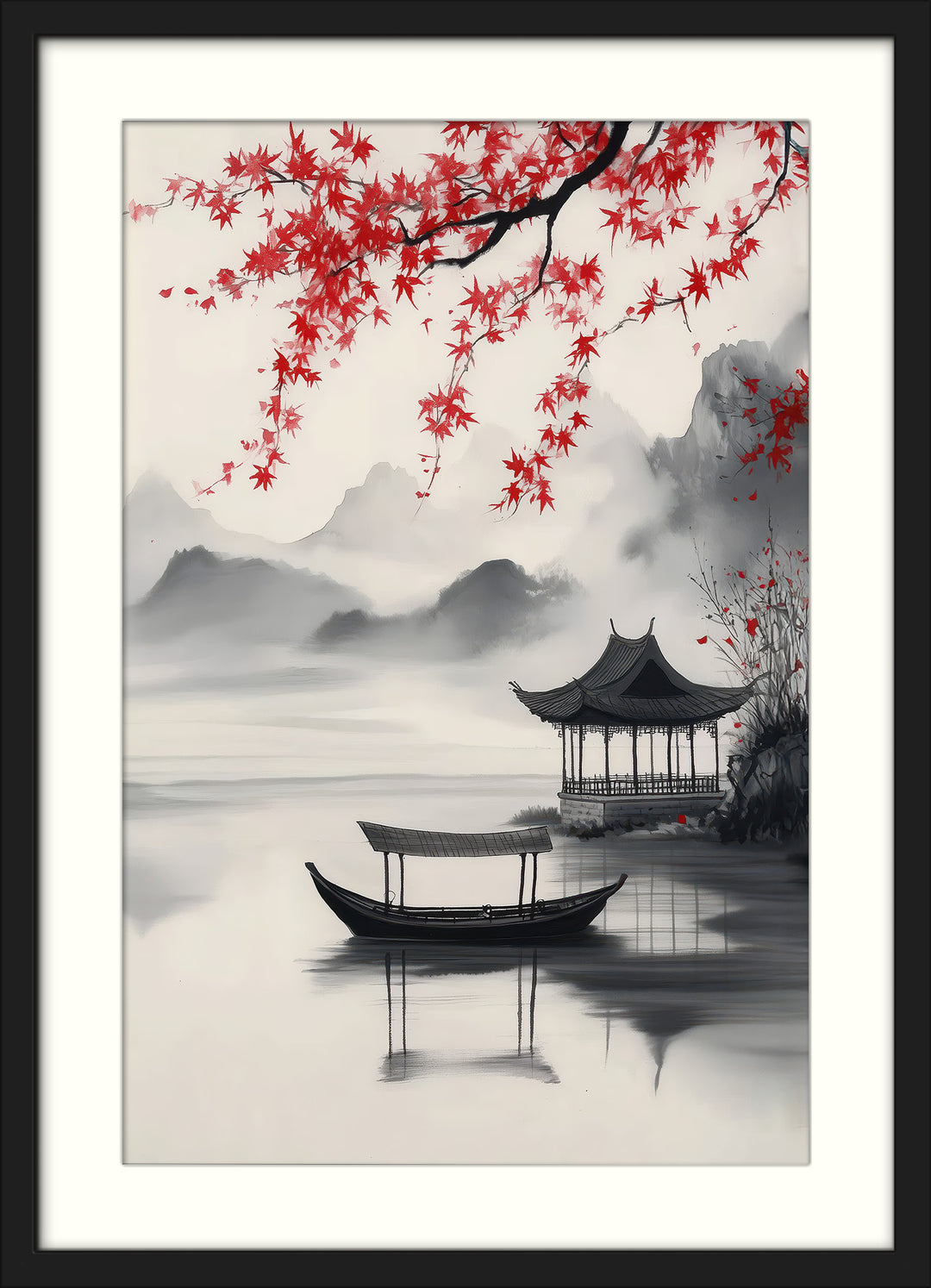 Asian Lake Pavilion Wall Art Print