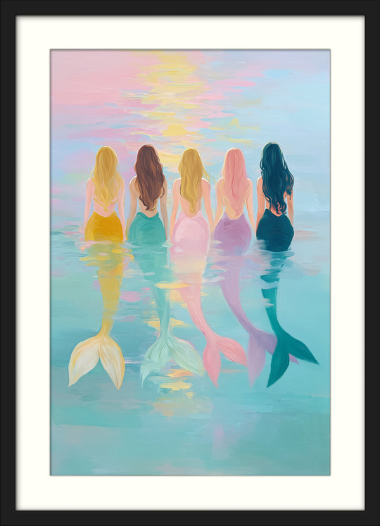 Pastel mermaid wall art print