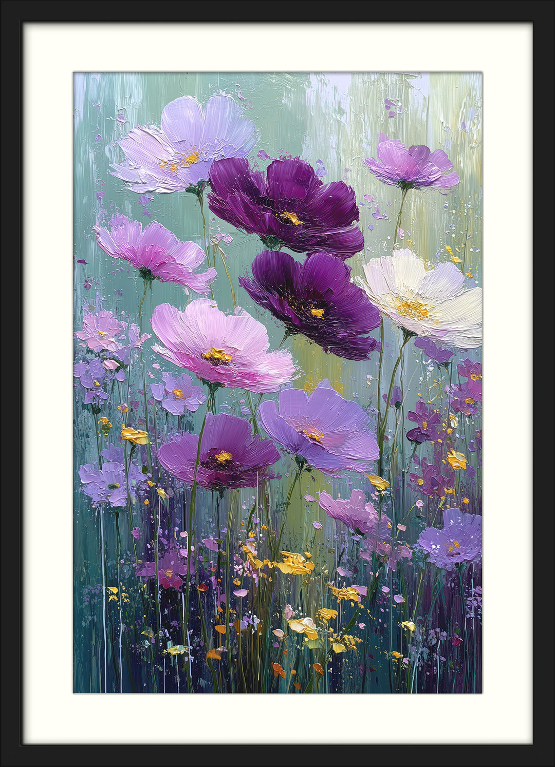 Purple Floral Wall Art Prints Set of 3
