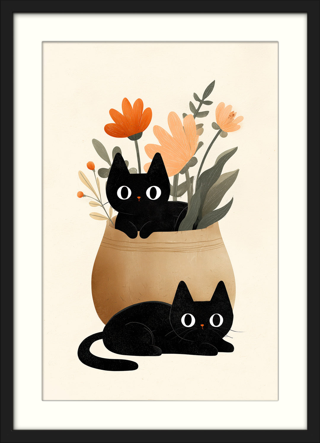 Black Cat Wall Art Prints Set of 2