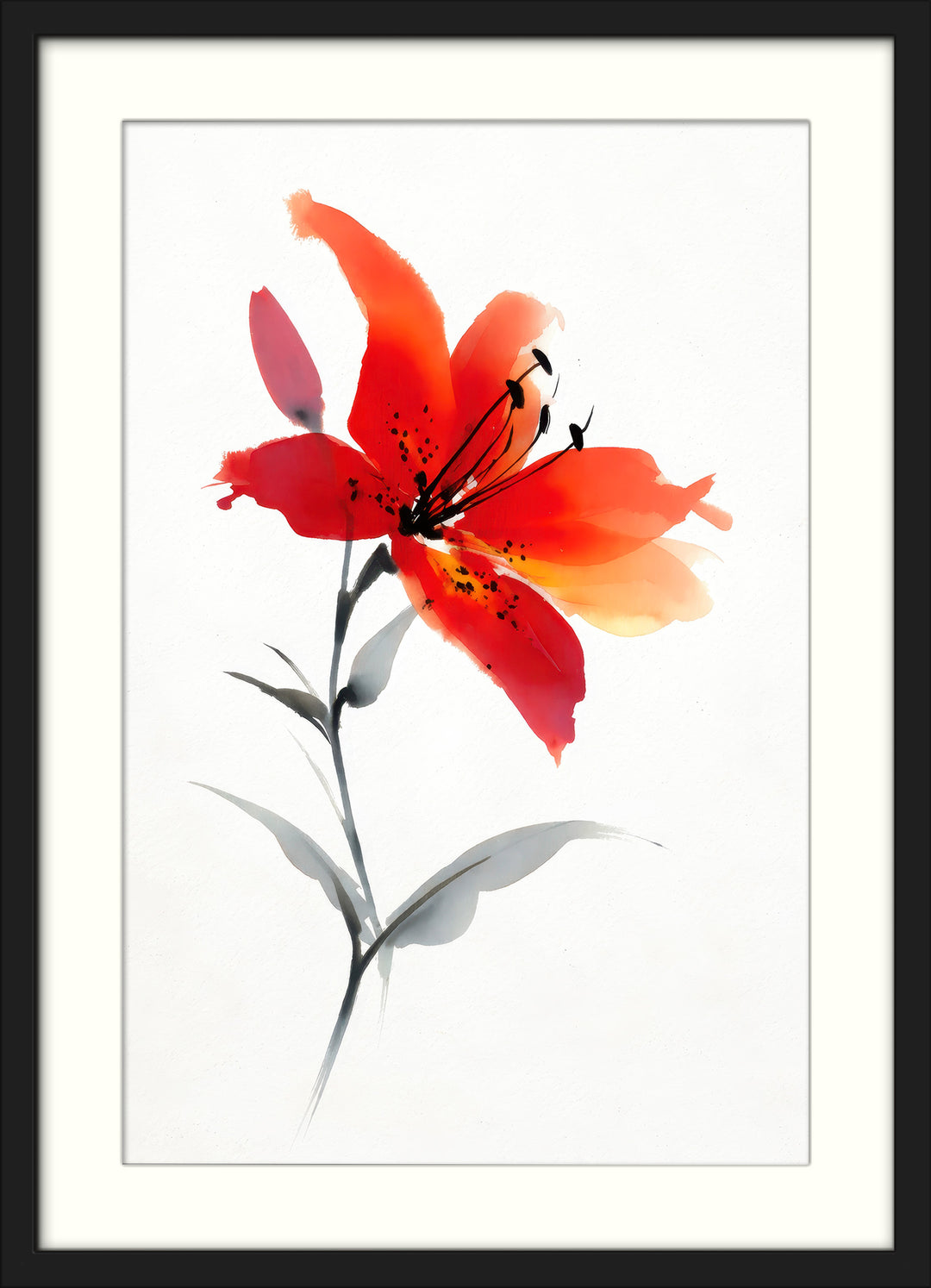 Red Lily Wall Art Prints Set of 2