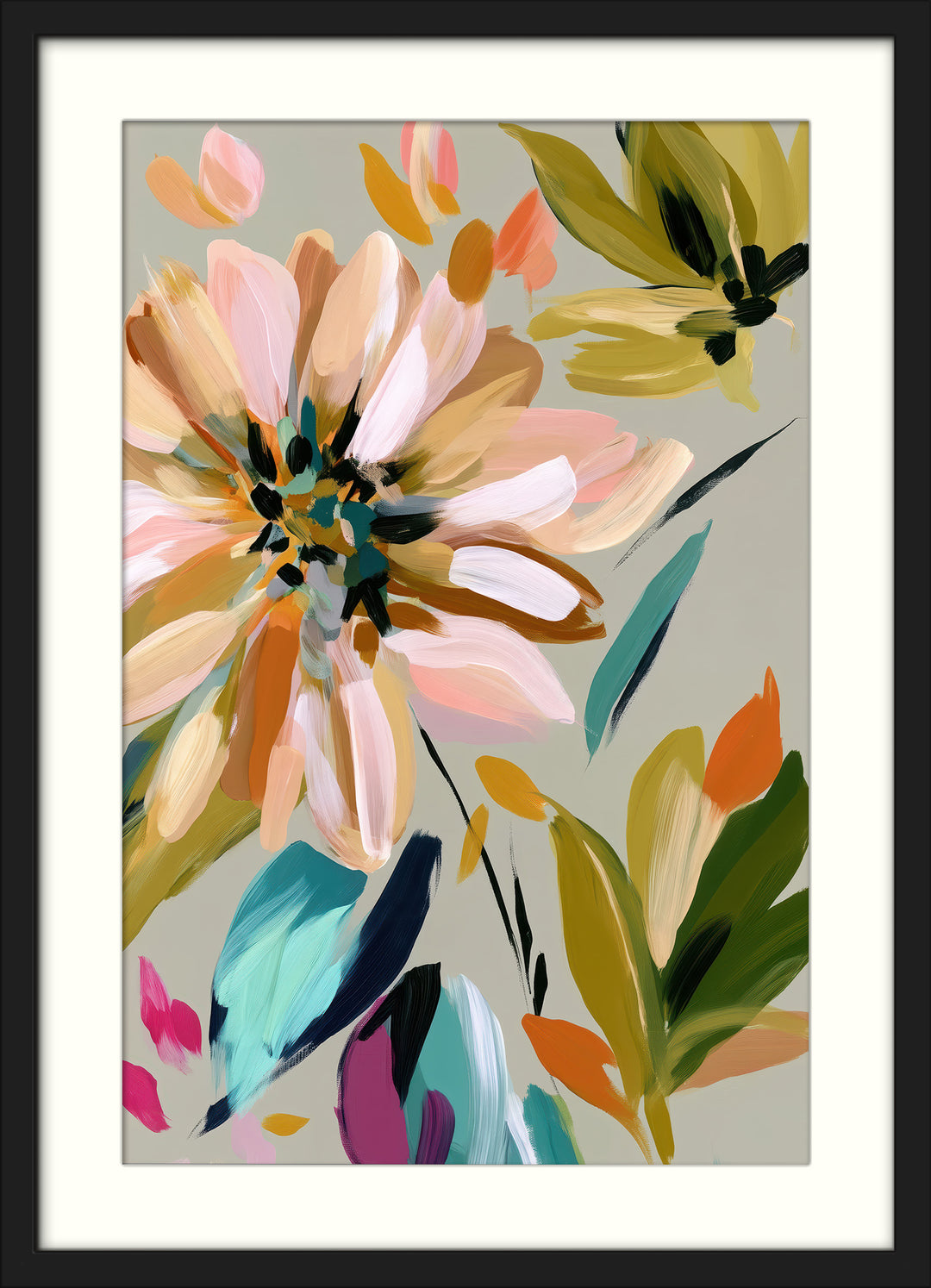 Colourful Abstract Floral Wall Art Prints