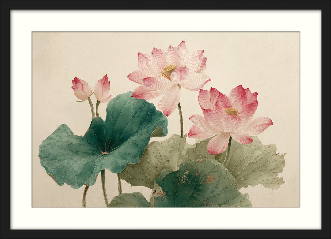 Pink lotus flower wall art print