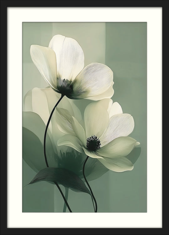 Cream Flower Wall Art Prints Set of