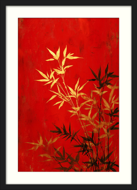 Red Bamboo Wall Art Prints Set of 2
