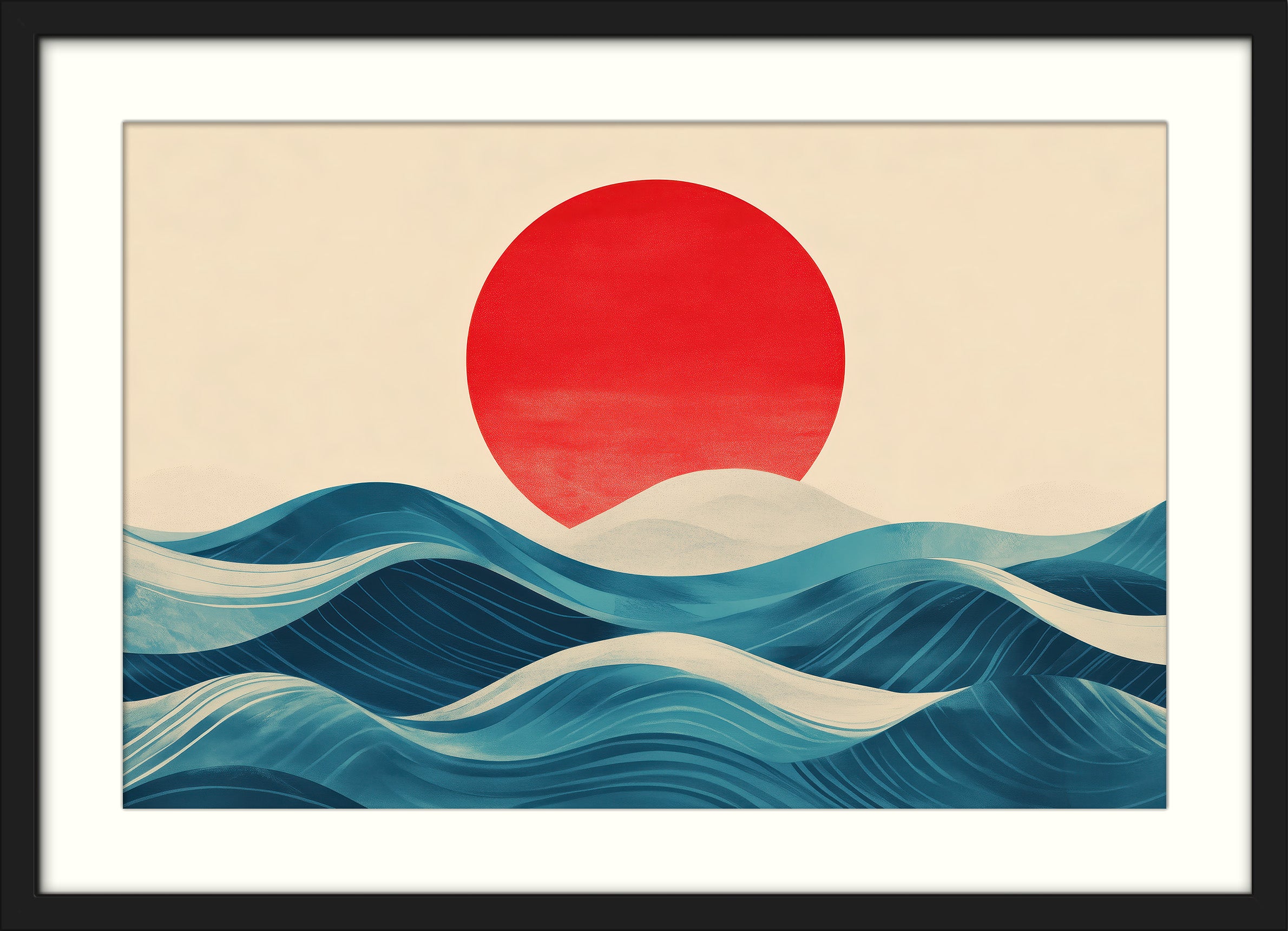 Red Sun Over Rolling Waves – Akorro Prints