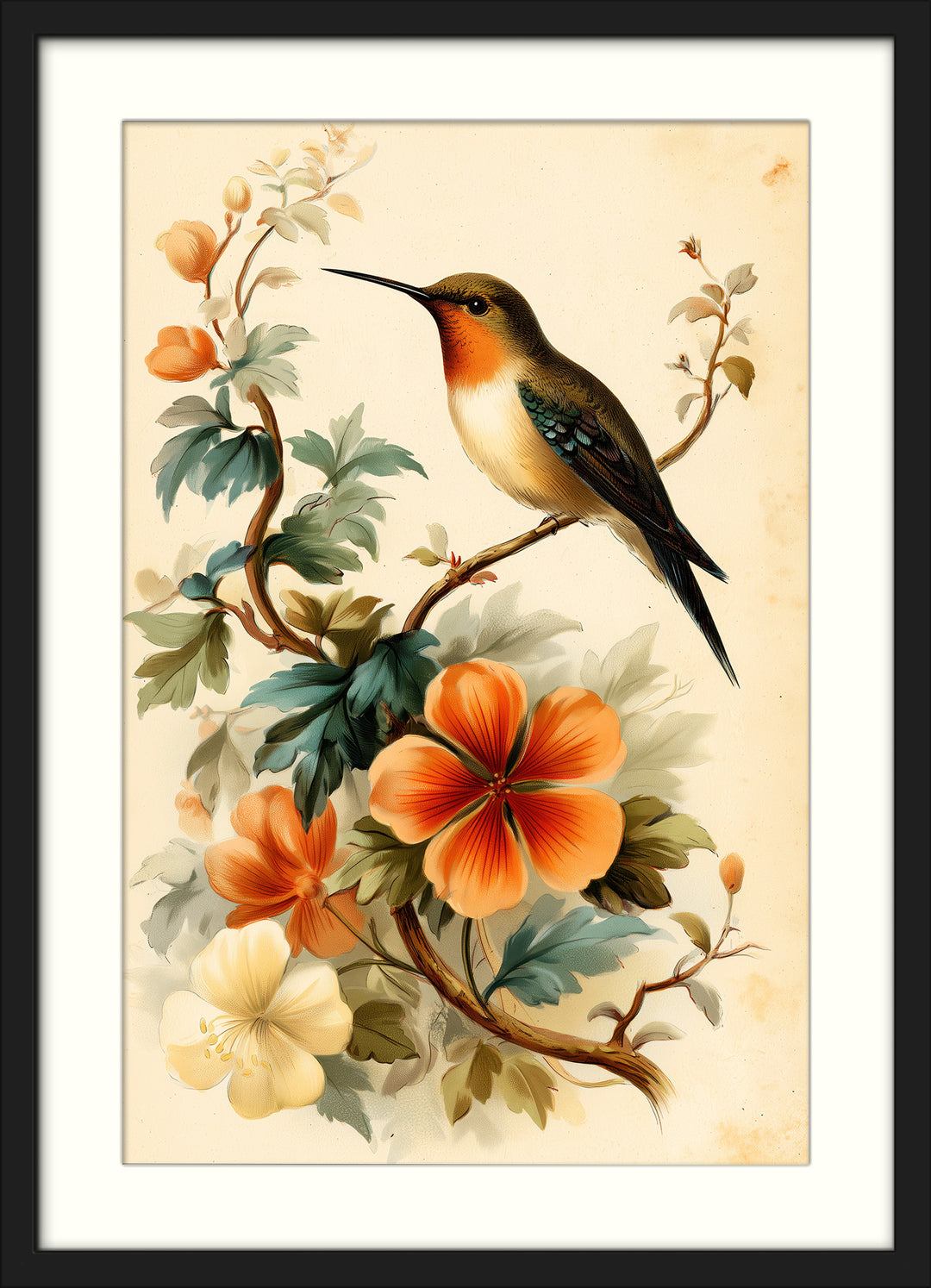 Hummingbird Floral Wall Art Prints