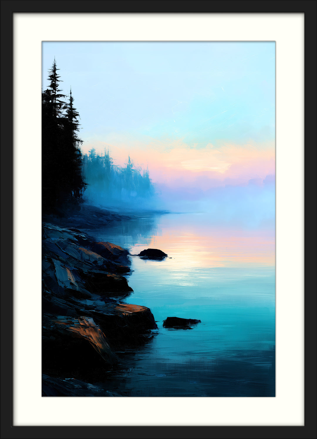 Misty Lake Wall Art Print