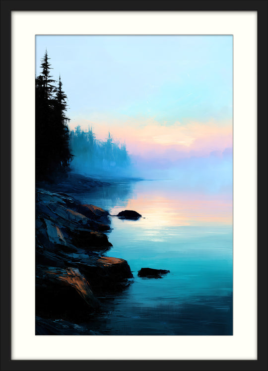 Misty Lake Wall Art Print