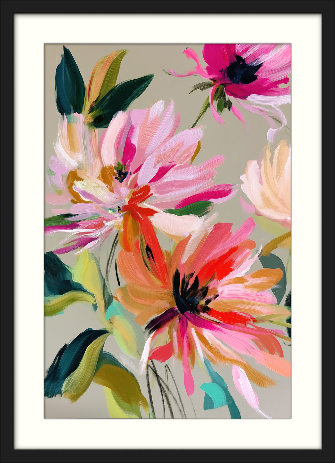 Colourful Abstract Floral Wall Art Prints