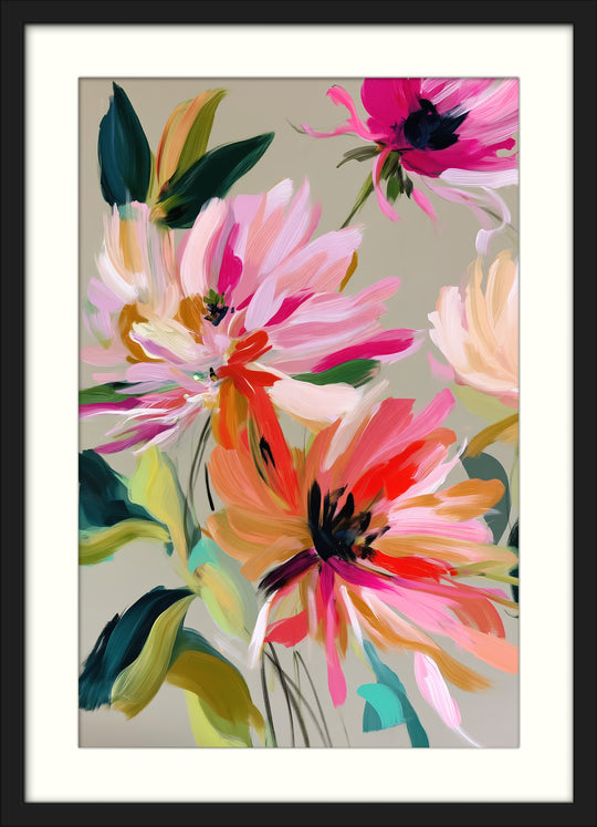 Colourful Abstract Floral Wall Art Prints
