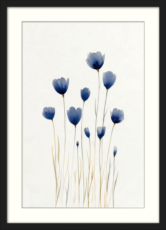 Blue Flower Wall Art Prints Set of 2