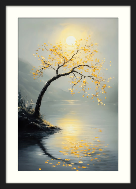 Golden Tree Lake Wall Art Print