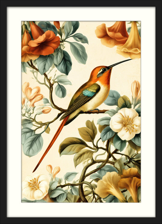 Hummingbird Floral Wall Art Prints