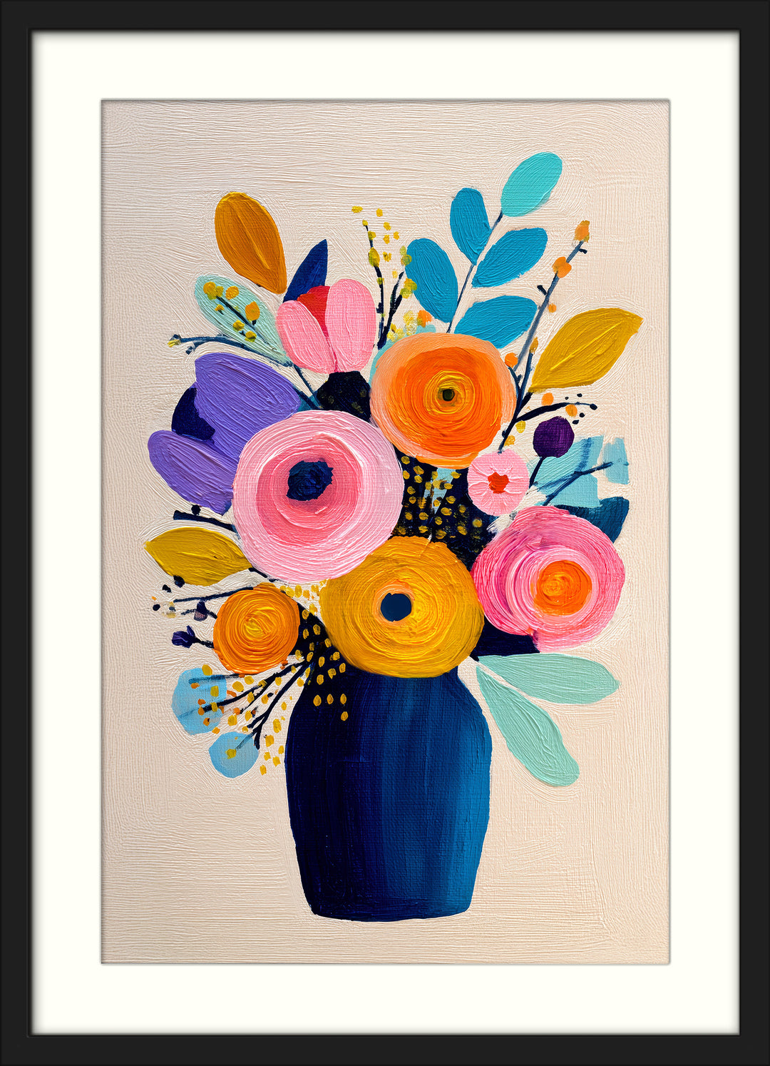 Colorful floral wall art print