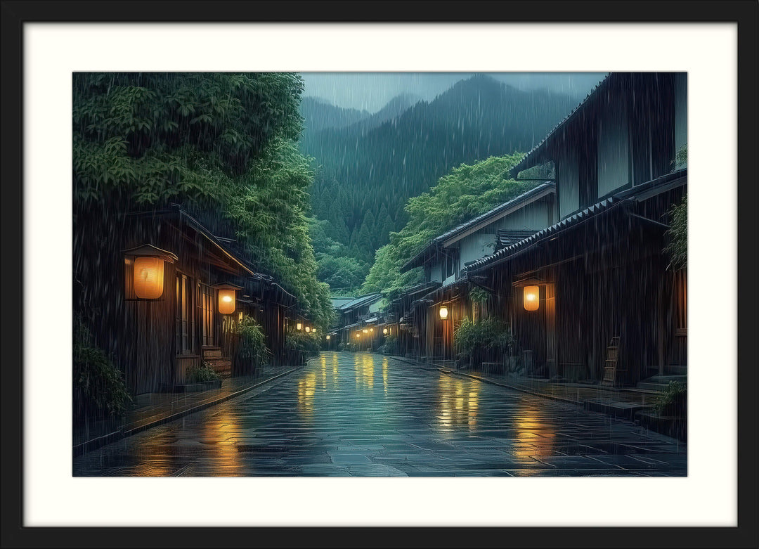 Japanese Rainy Night Wall Art
