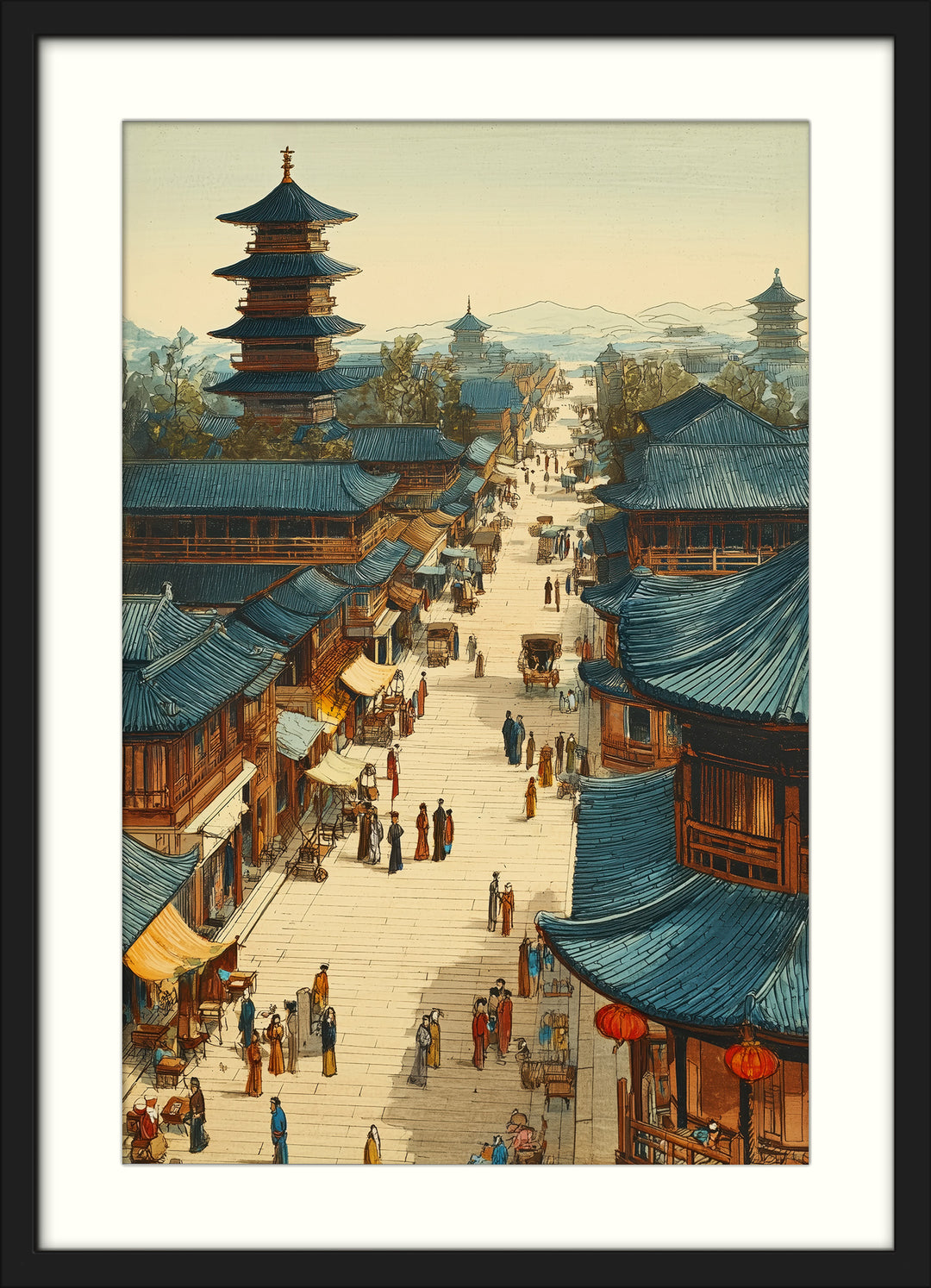 Japanese City Street Wall Art Print