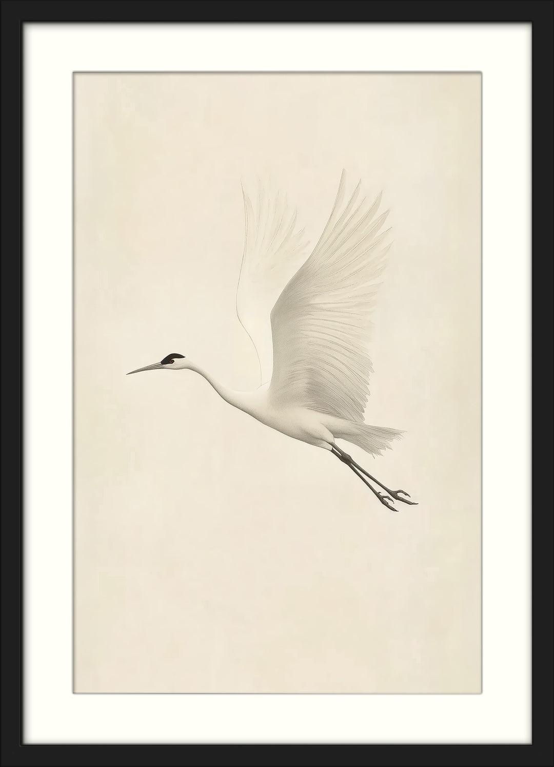 Flying White Crane Wall Art Print