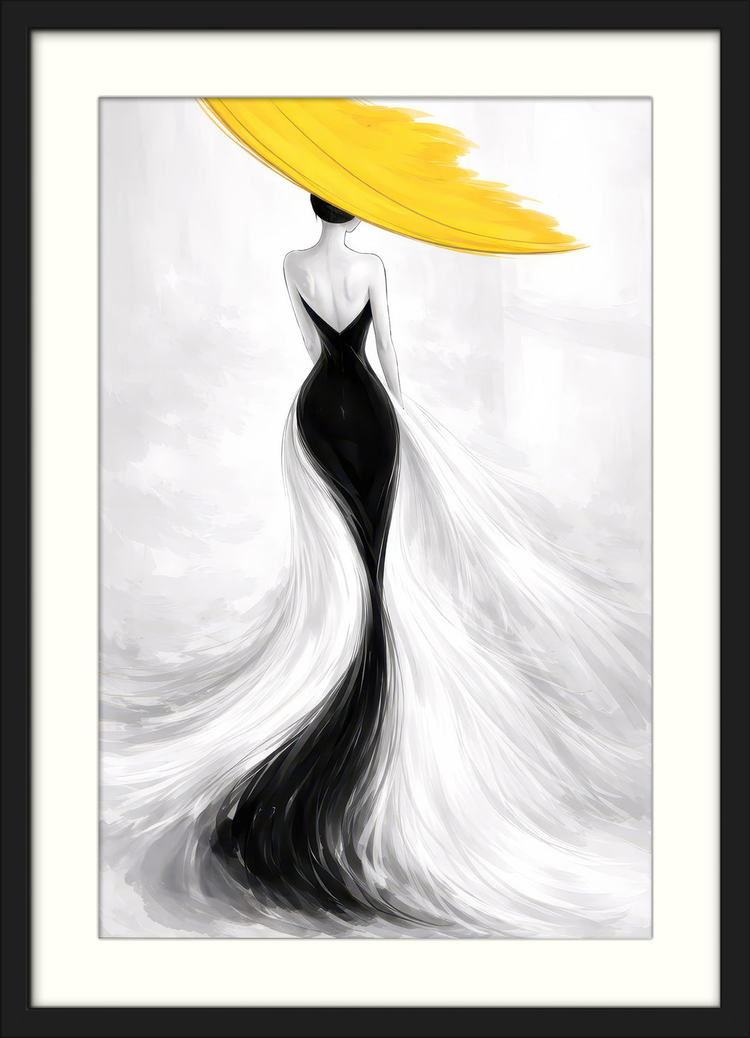Yellow Hat Black Dress Decor Prints Set of 3