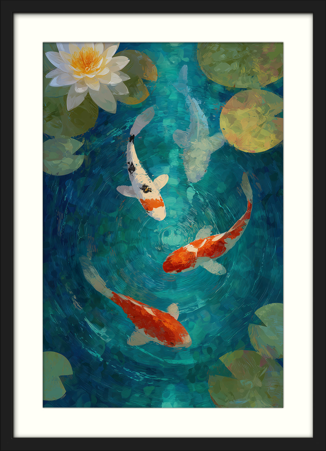 Koi Fish Pond Wall Art Prints Set of 2
