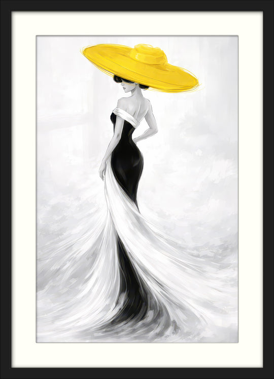Yellow Hat Black Dress Decor Prints Set of 3