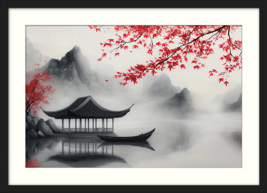 Red Maple Lake Wall Art Print