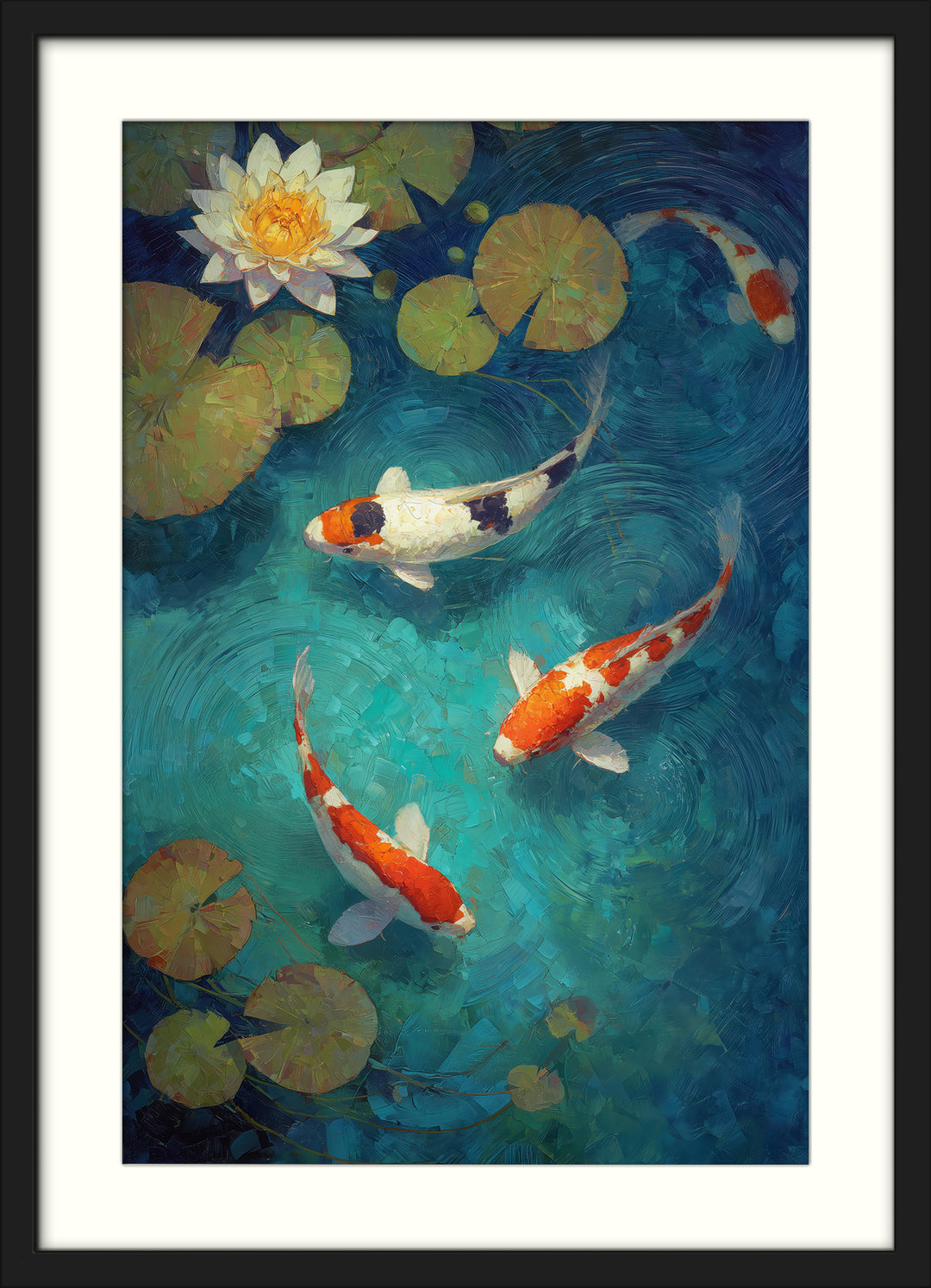 Koi Fish Pond Wall Art Prints Set of 2
