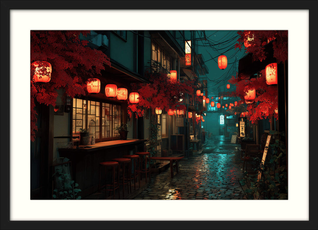Japanese Lantern Street Wall Art