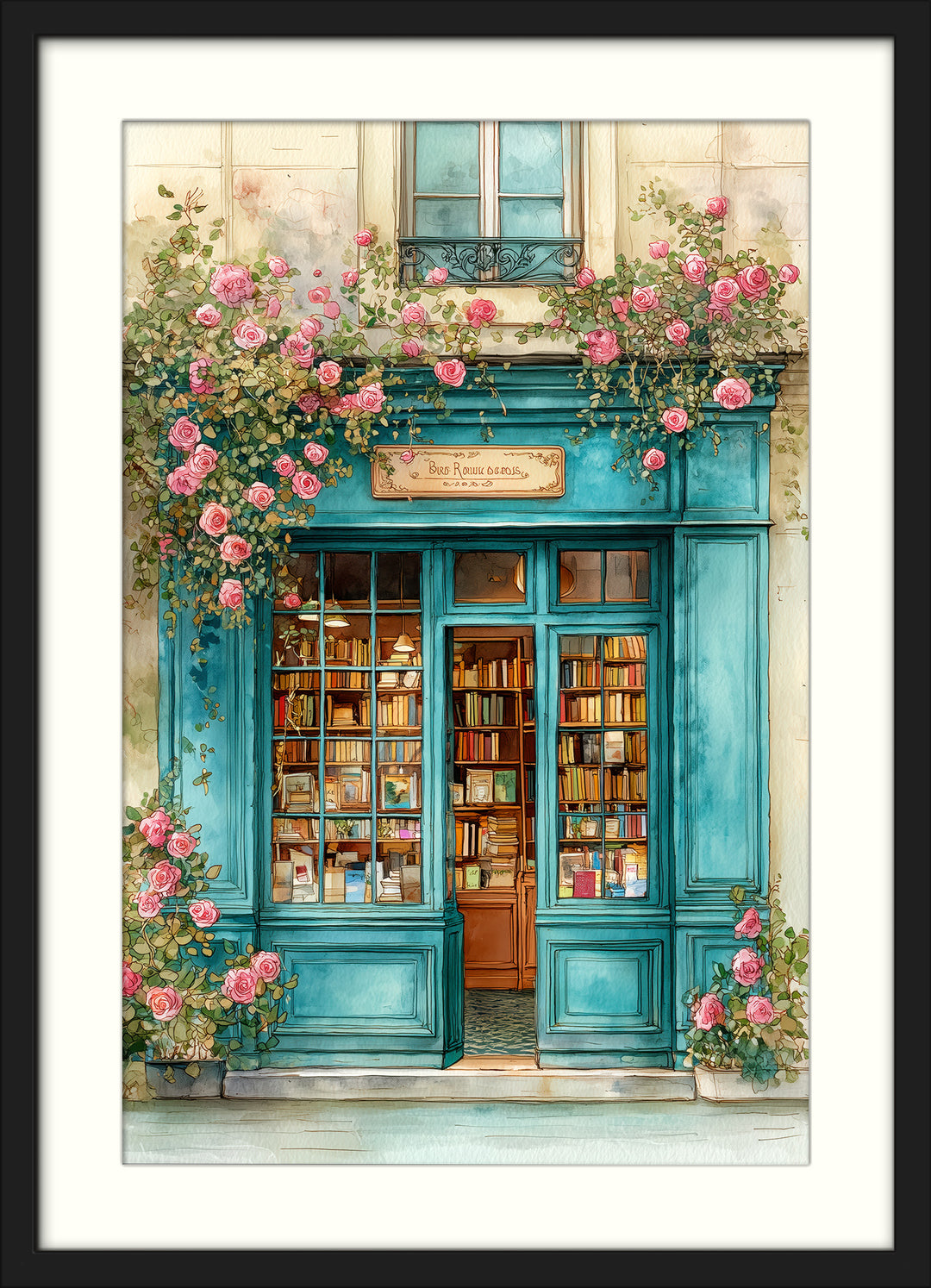 Paris bookshop wall art print