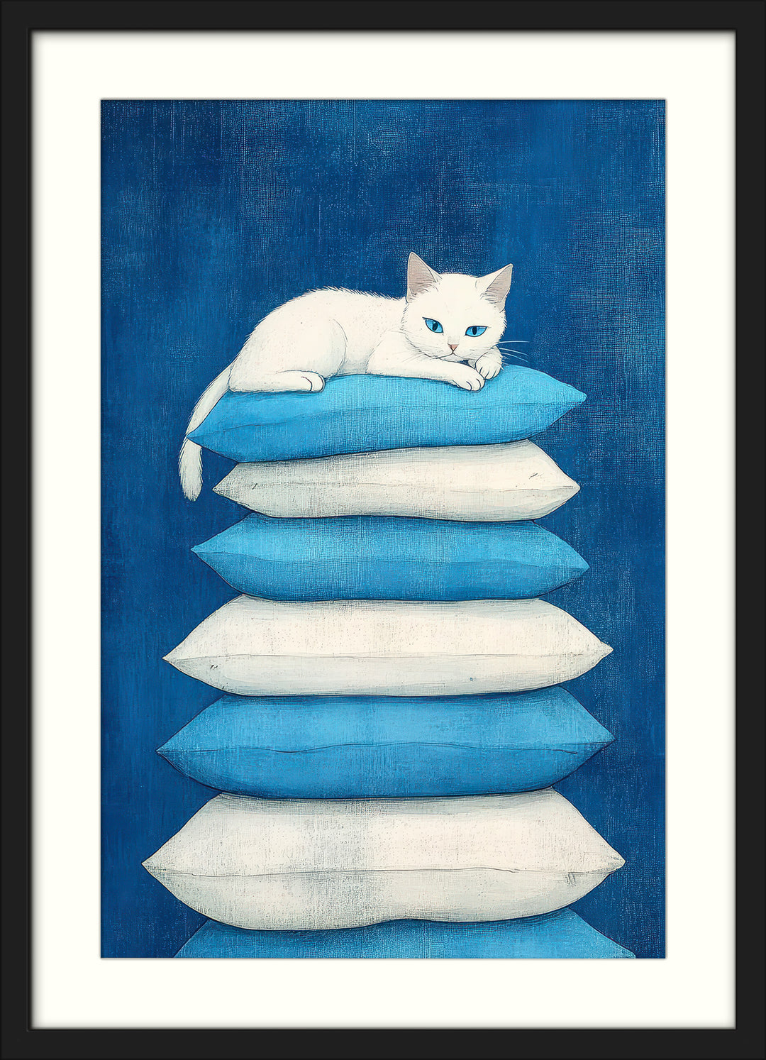 White Cat Wall Art Print