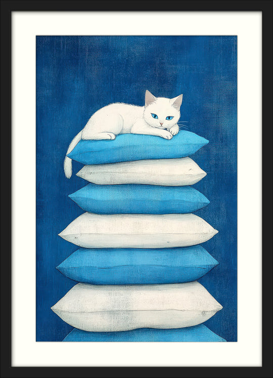 White Cat Wall Art Print
