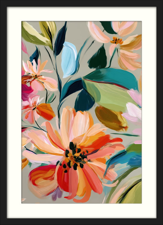 Colourful Abstract Floral Wall Art Prints