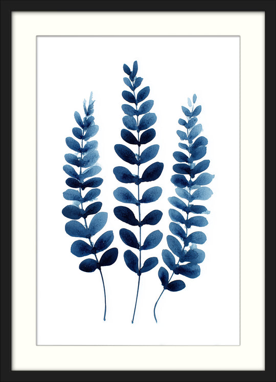Blue Botanical Wall Art Prints Set of 3