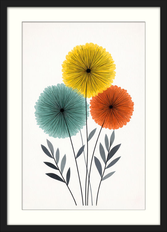 Modern Floral Wall Art Prints Set of 3