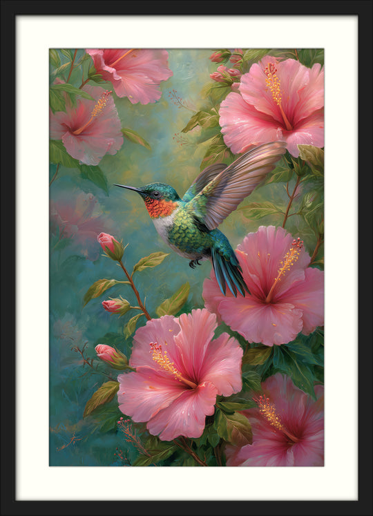 Hummingbird Floral Wall Art Print