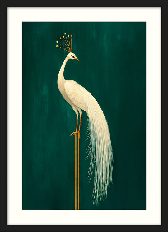 White Peacock Wall Art Print