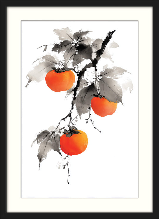 Sumi-e Persimmons on Branch