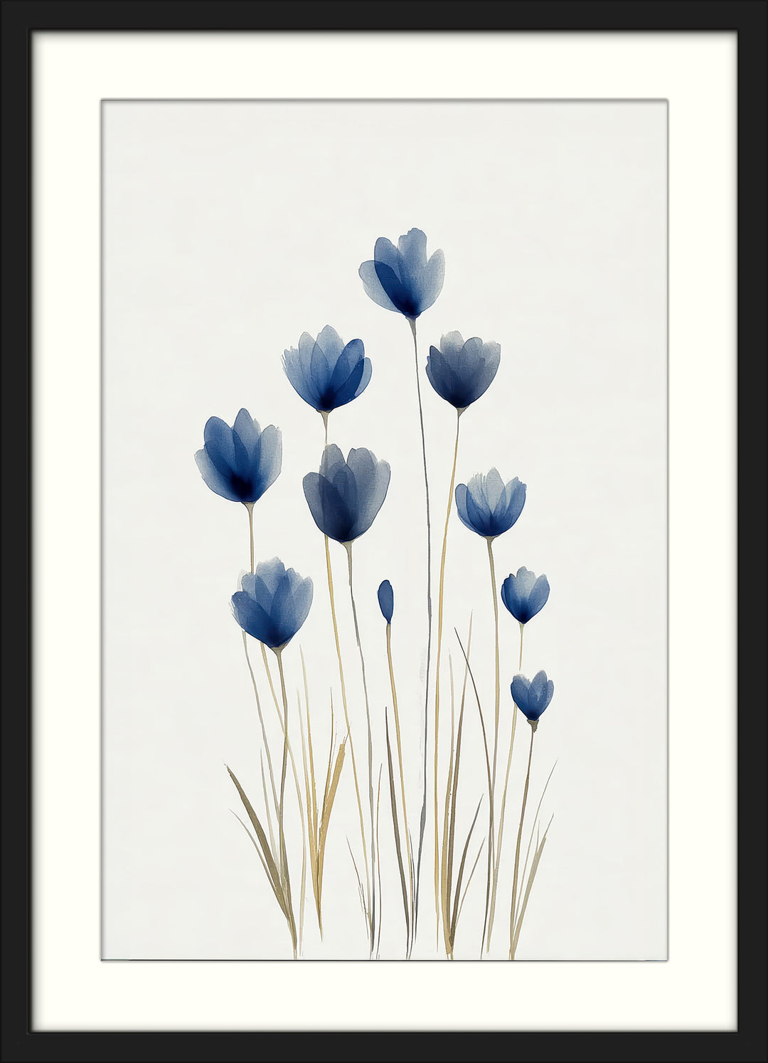 Blue Flower Wall Art Prints Set of 2