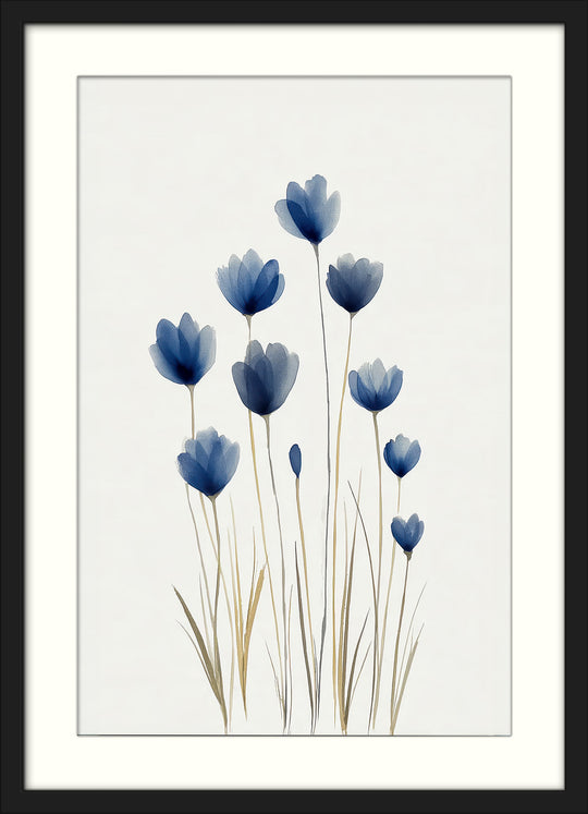 Blue Flower Wall Art Prints Set of 2