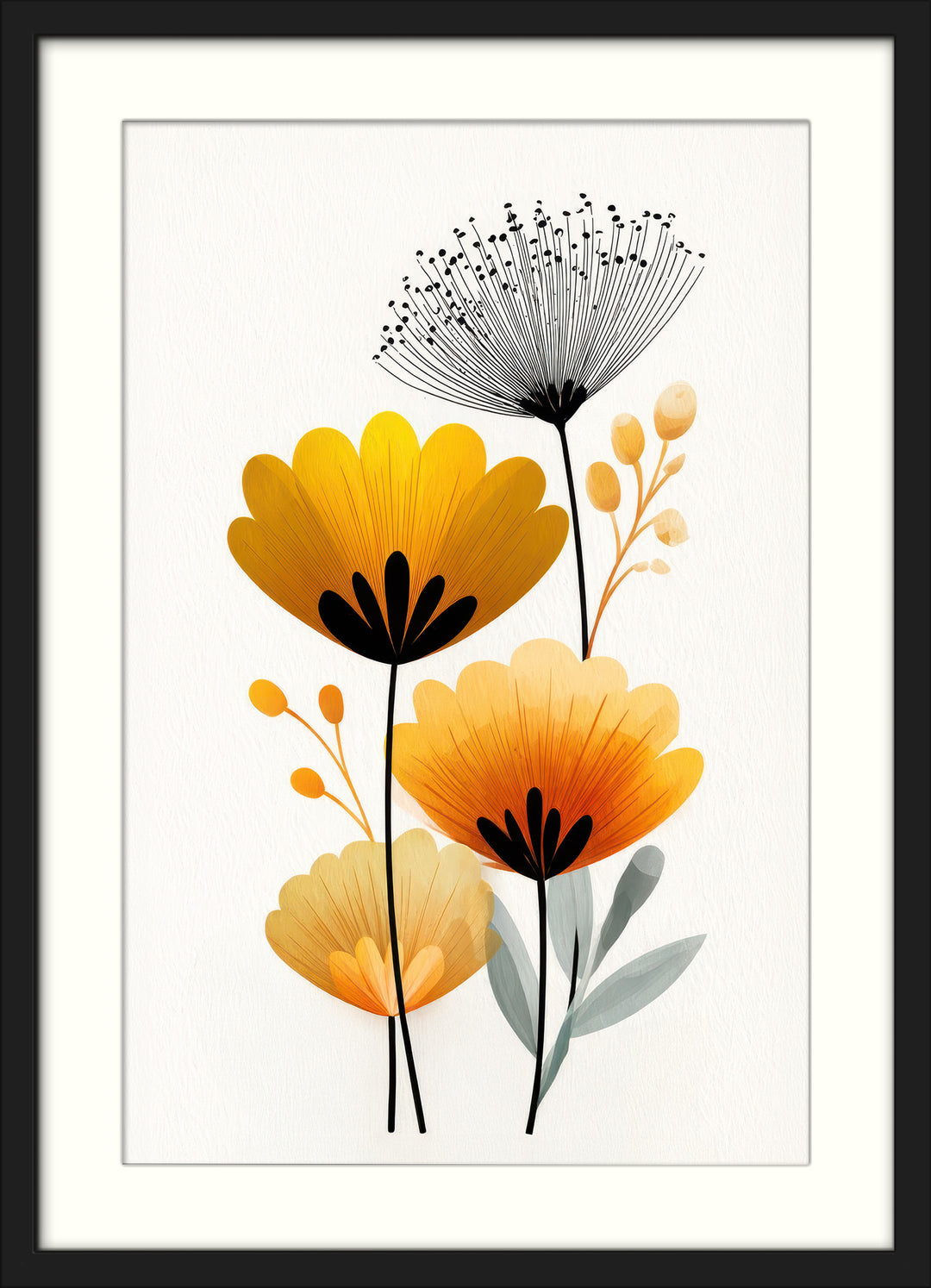Modern Floral Wall Art Prints Set of 3