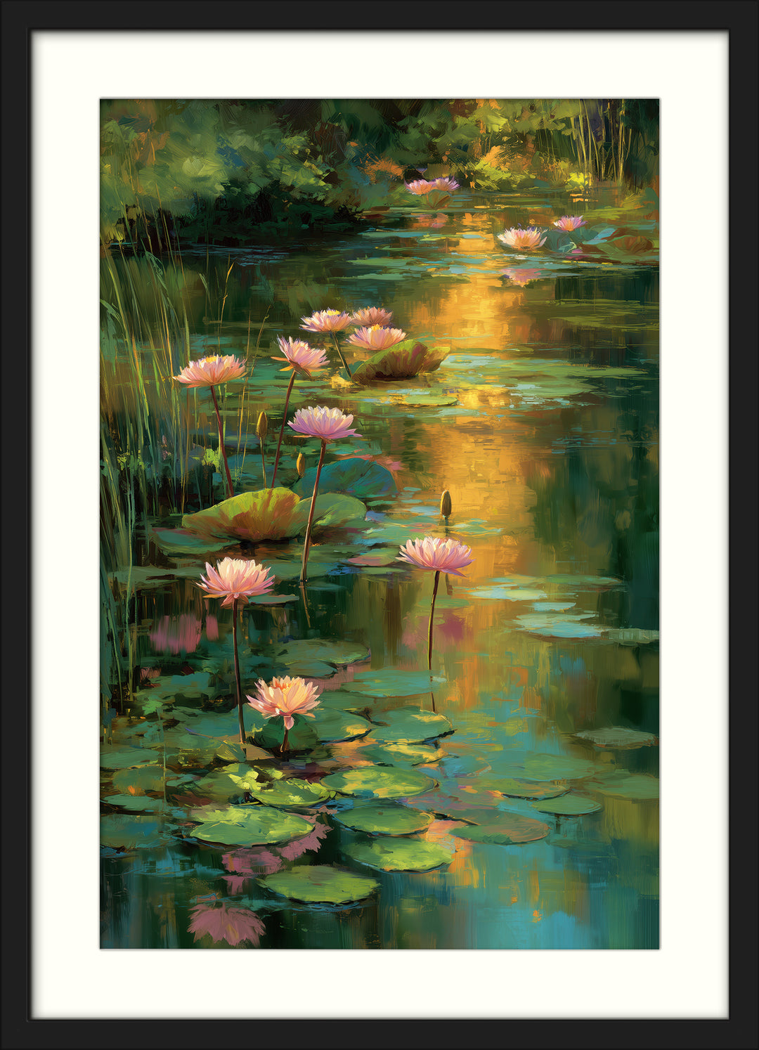 Water Lily Pond Wall Art Prints Set of 2