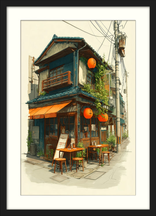 Japanese Street Cafe Wall Art Print