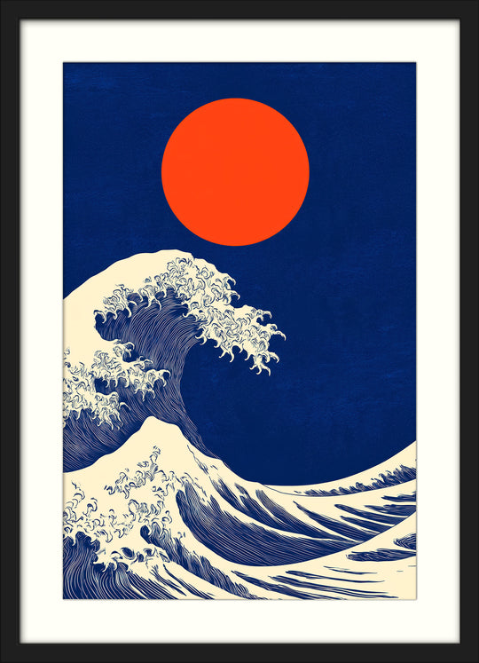 Navy Blue Ocean Print