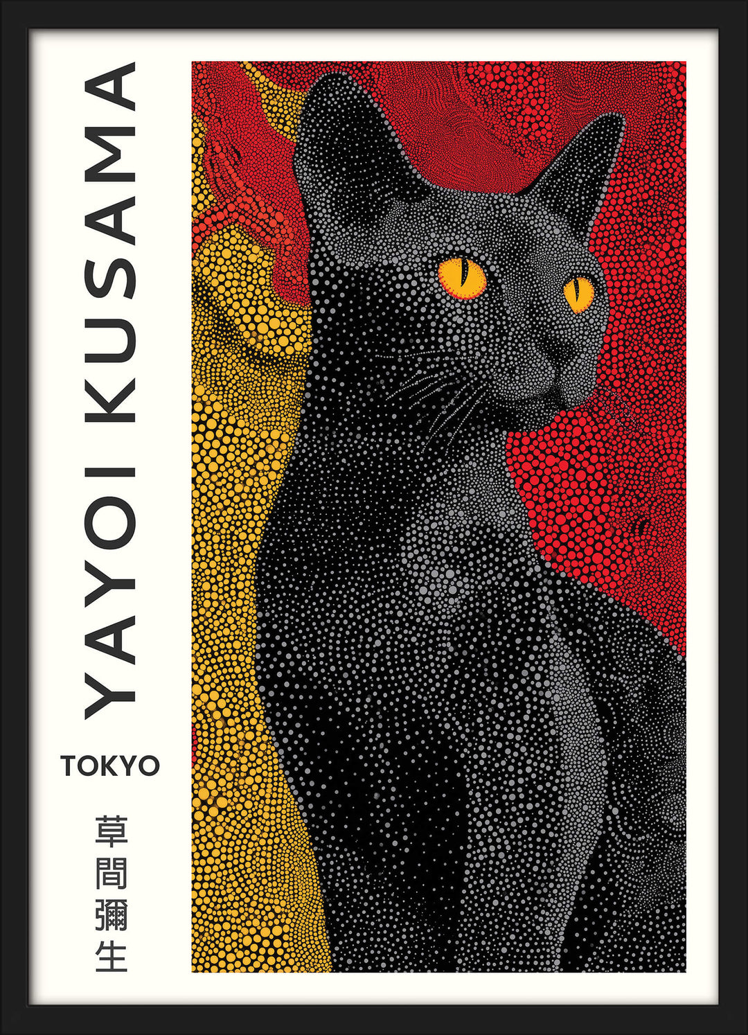 Yayoi Kusama Black Cat Portrait