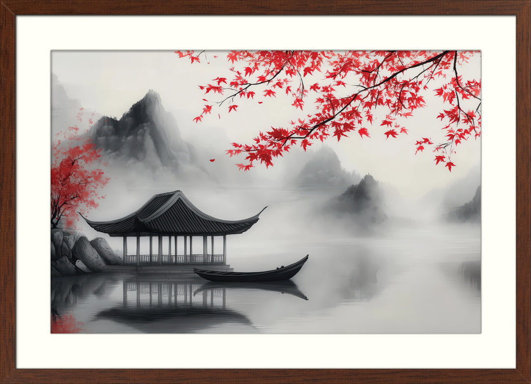 Red Maple Lake Wall Art Print