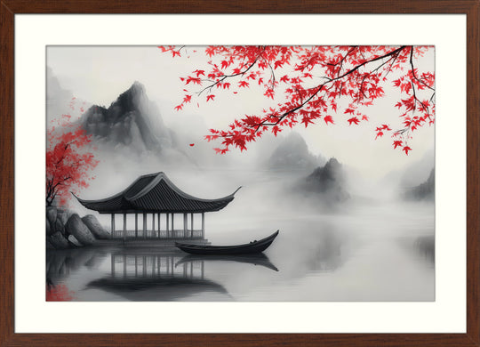Red Maple Lake Wall Art Print