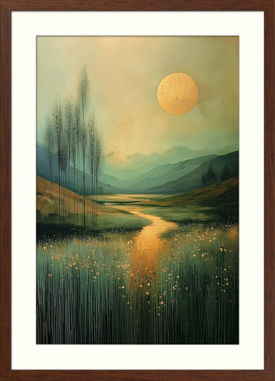 Golden Sun Landscape Wall Art Print