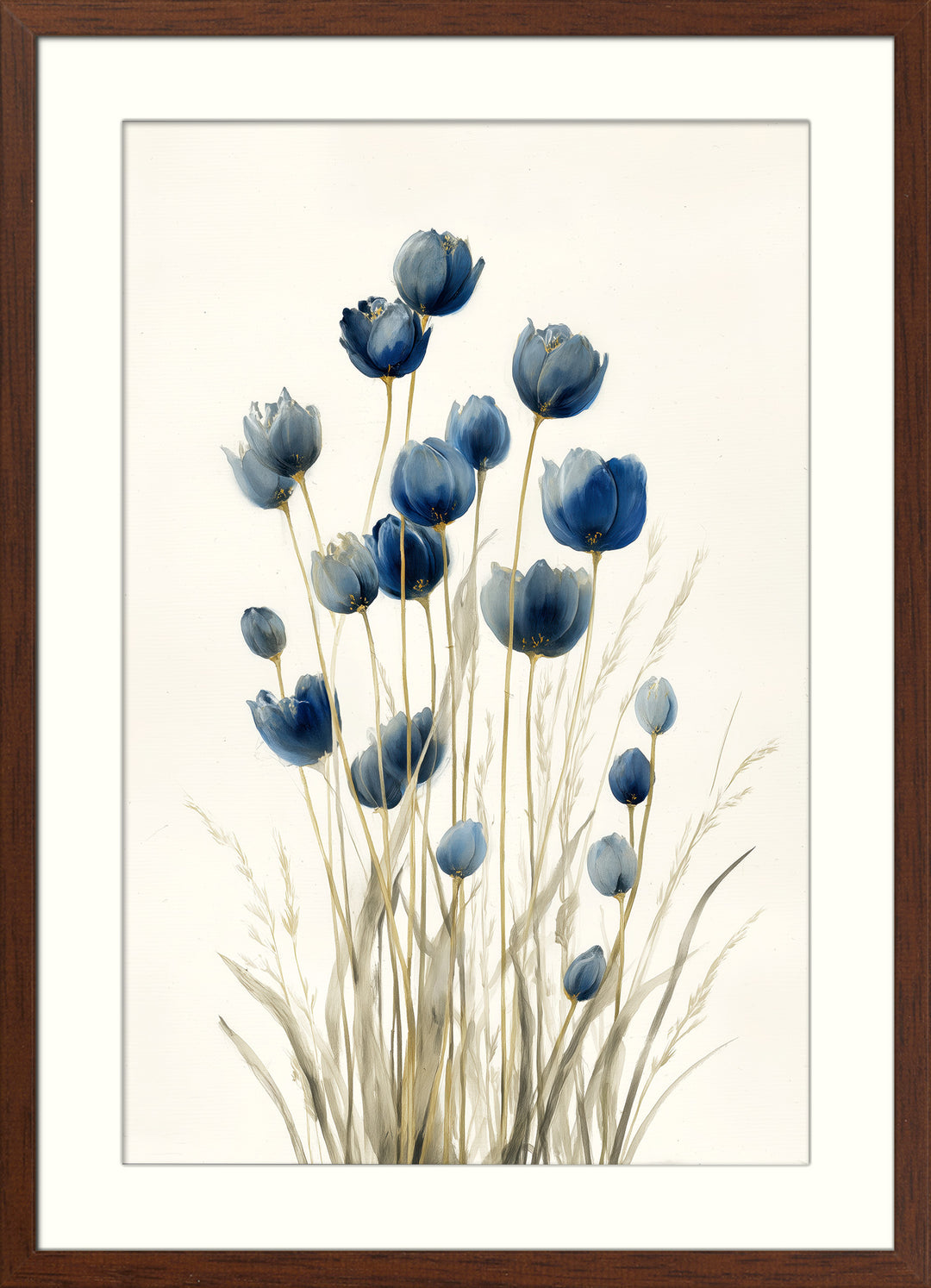 Blue Wildflower Art Print: Botanical Stems