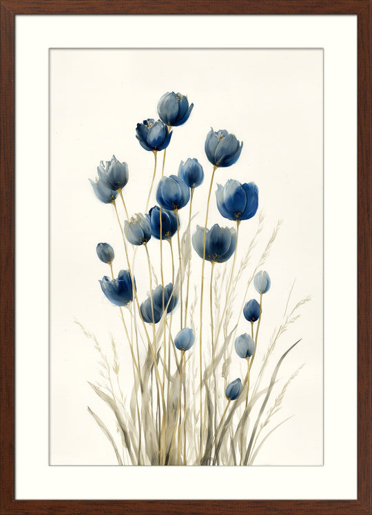 Blue Wildflower Art Print: Botanical Stems